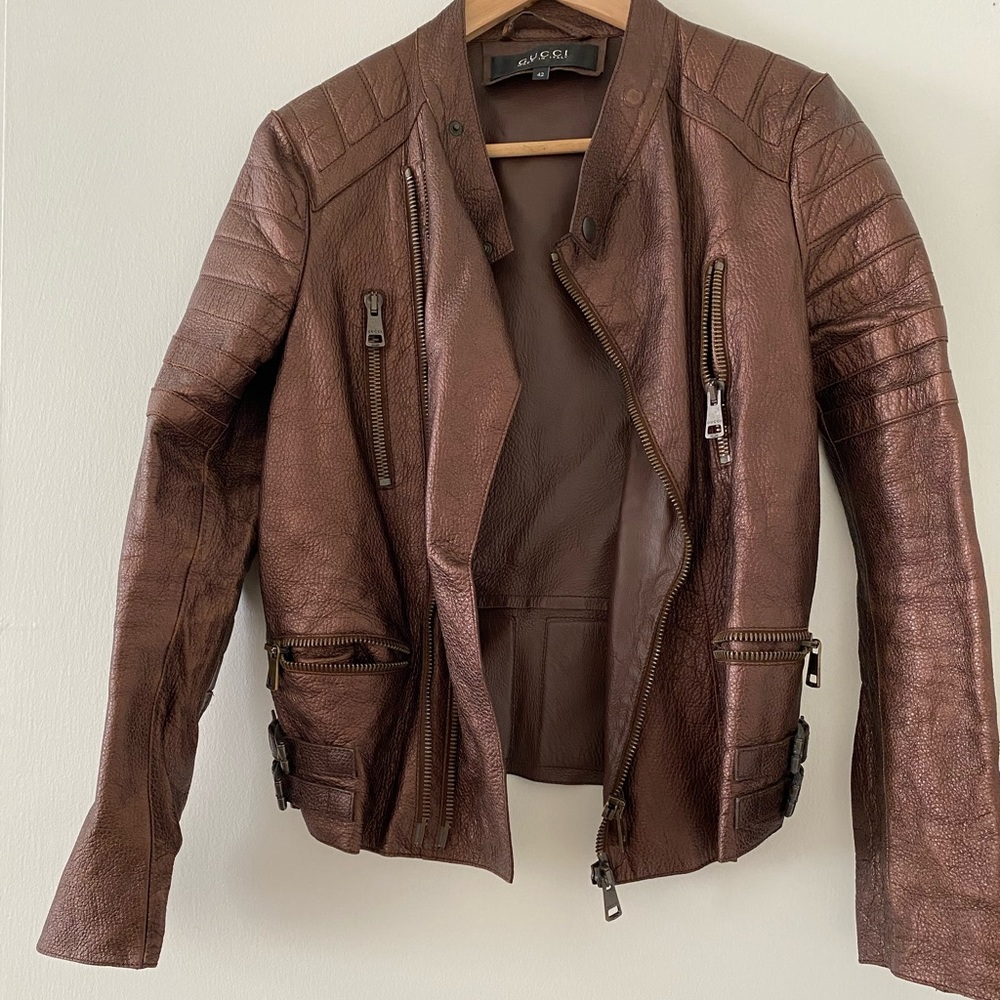 Gucci leather jacket size:42